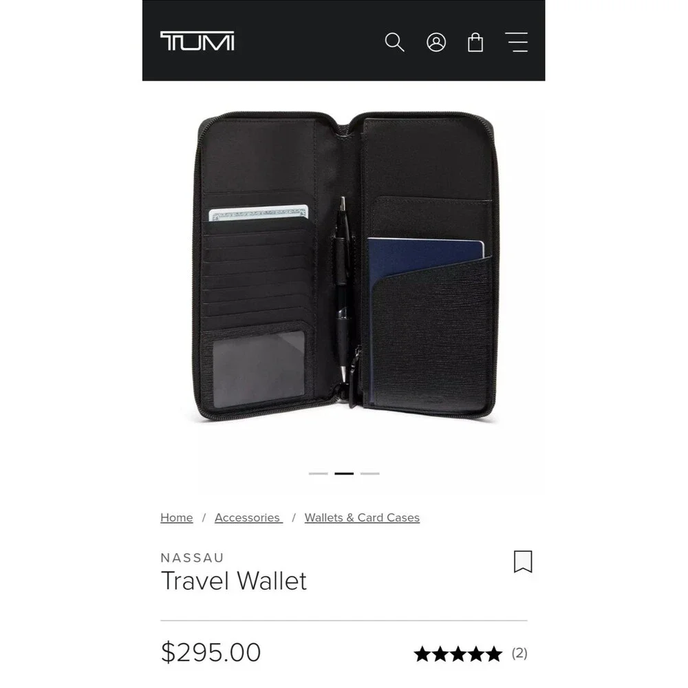 Awesome TUMI Modernist Travel Wallet Passport CardHolder LEATHER Organizer Black